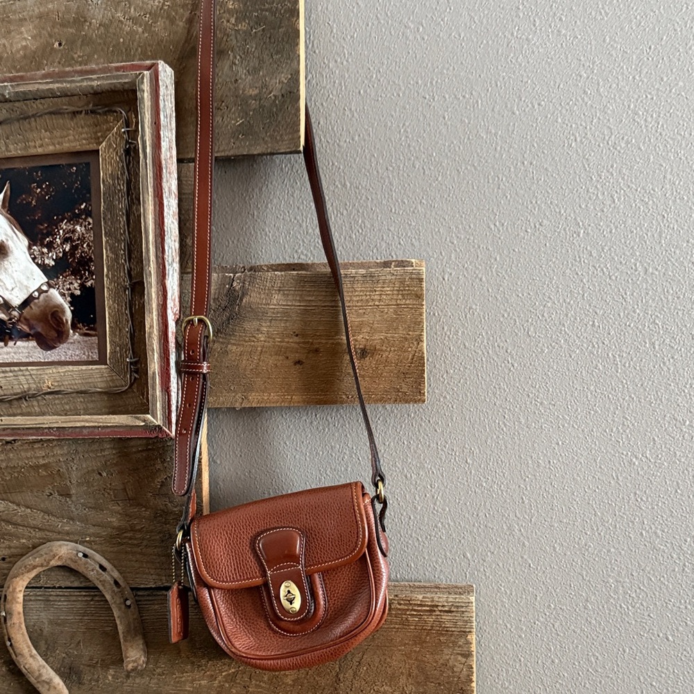 Coach Brown Pebble Leather Crossbody Saddle Bag